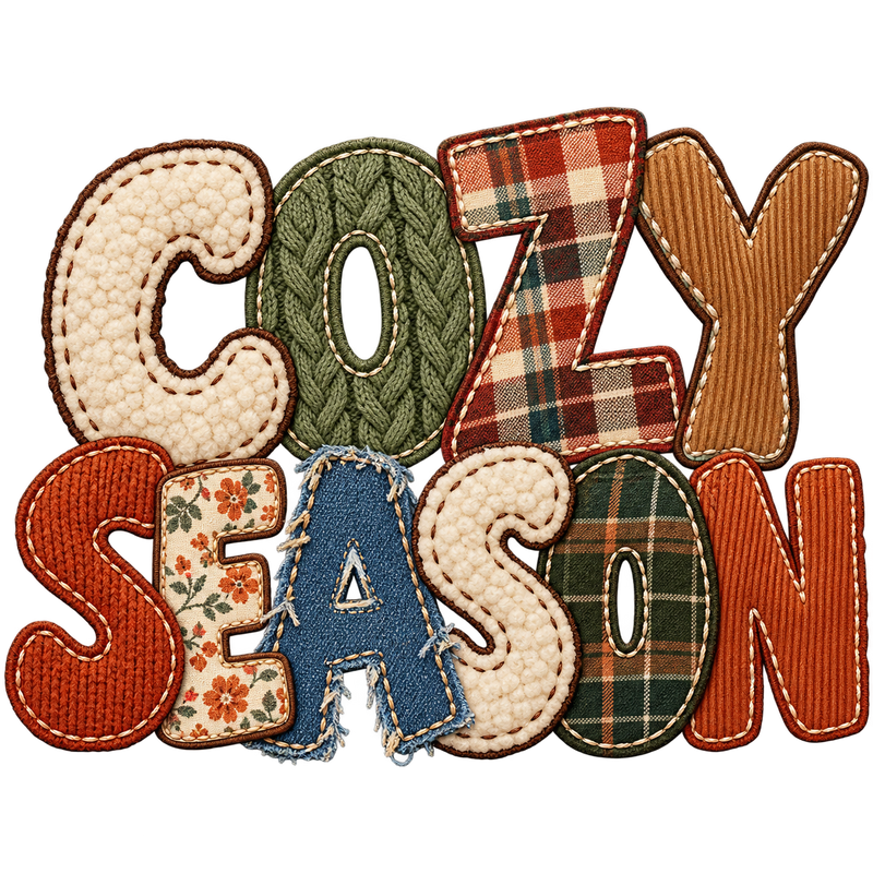 Cozy Season Patchwork Lettering