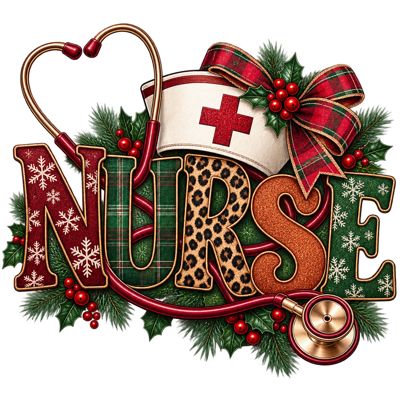 Festive Christmas Nurse Typography