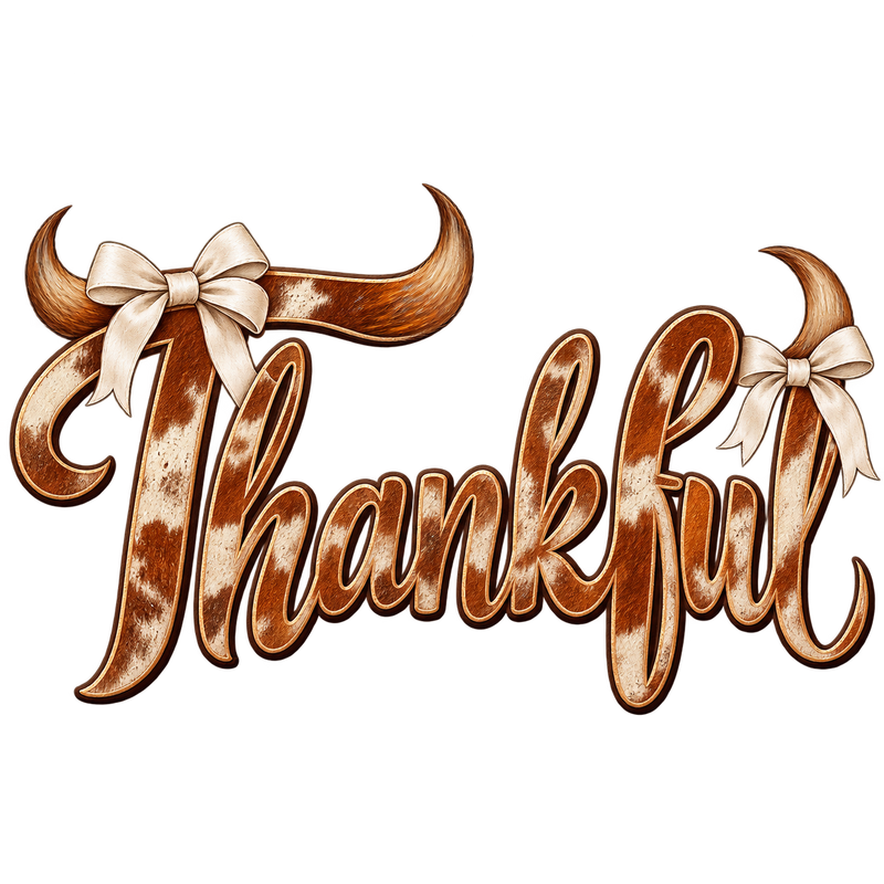 Rustic Thankful Cowhide Script